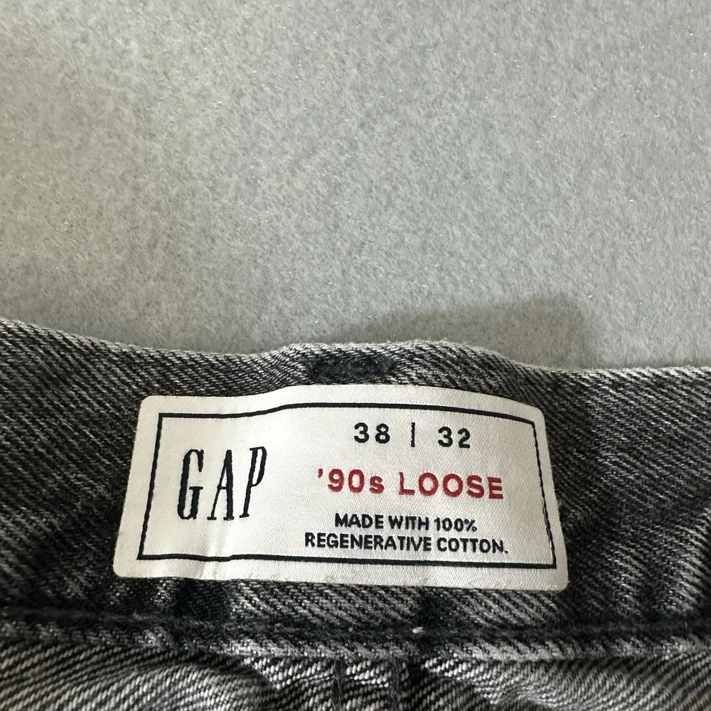 Gap 90s Loose Denim Jeans Faded Black Button Fly Grunge Skater Men's 38x32